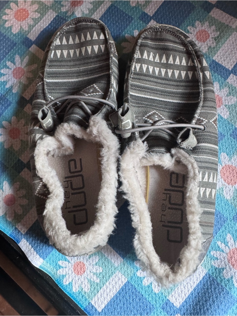 Cute Gray Women’s Slip-On Hey Dudes with Soft Faux Fur Lining